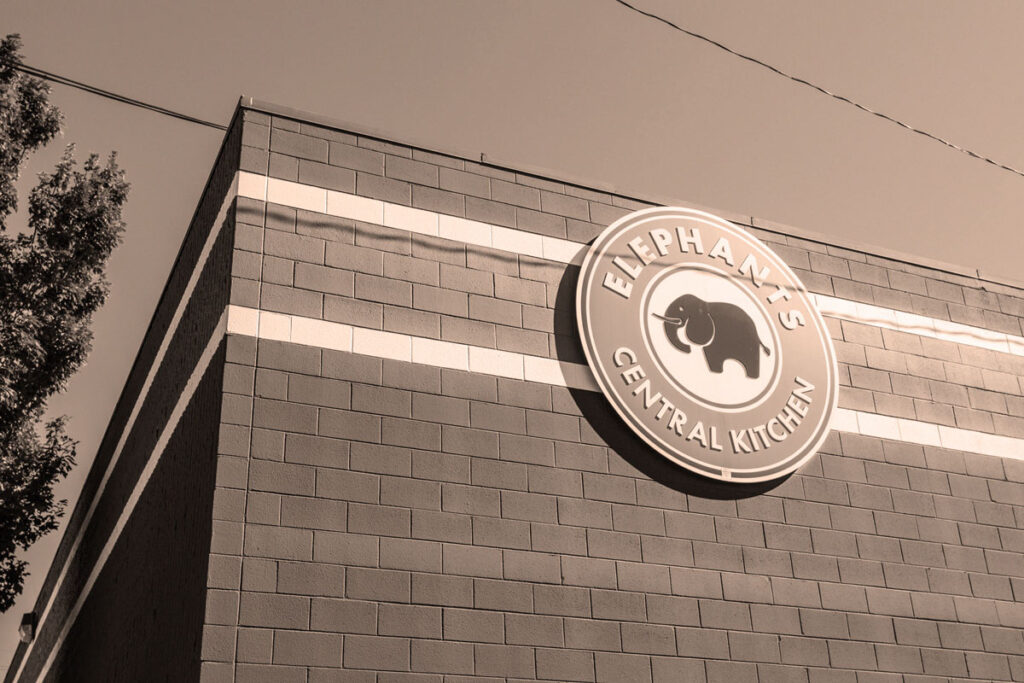 Elephants Delicatessen central kitchen sign