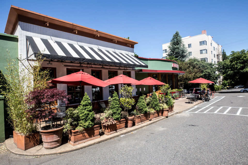 patio and storefront at Elephants Delicatessen at NW 22nd