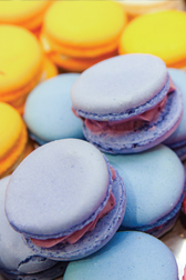 blue and yellow macarons