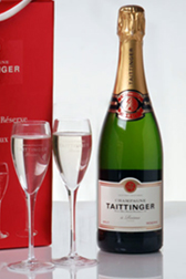 champagne bottle with champagne flutes