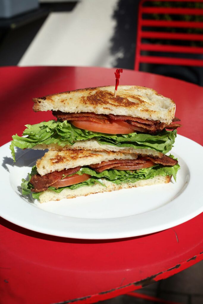 Photo of a grilled BLT sandwich from Elephants Delicatessen