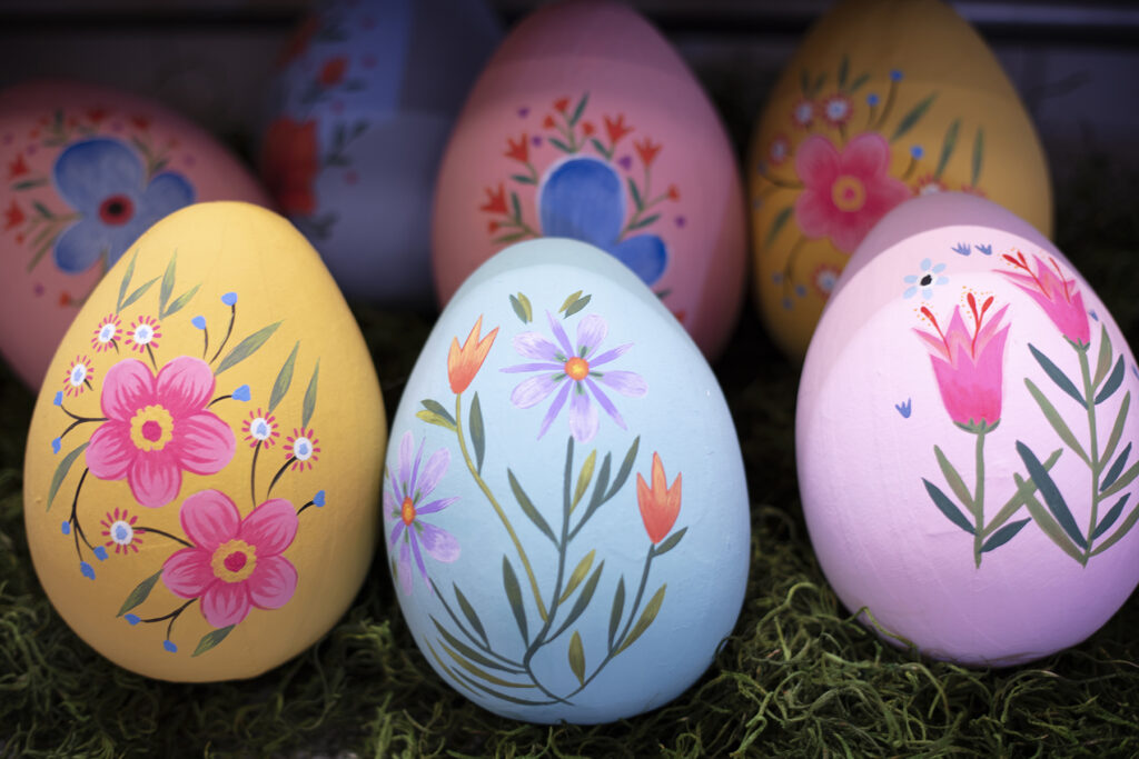 assortment of colorful painted eggs
