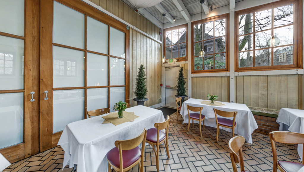 Interior shot of Elephants Delicatessen's venue: the garden room