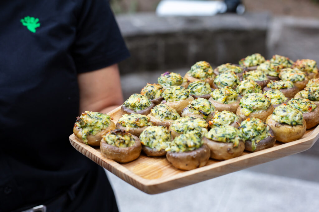 zucchini and parmesan stuffed mushroom caps