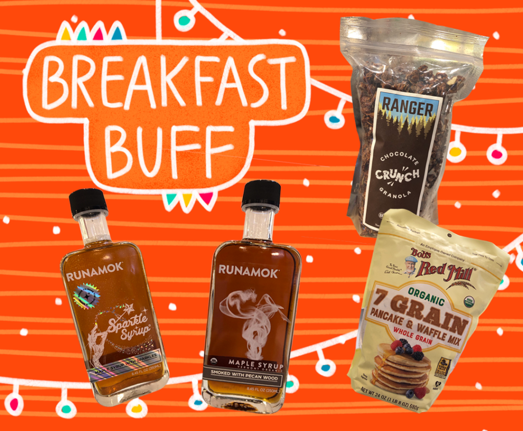 a photo pf several breakfast specialty groceries from Elephants Deli